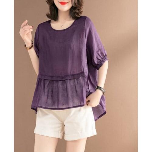 Blouse Women [Clearance] round Neck Half Sleeves Pullover Casual Top for Women Blusas Mujer De Moda