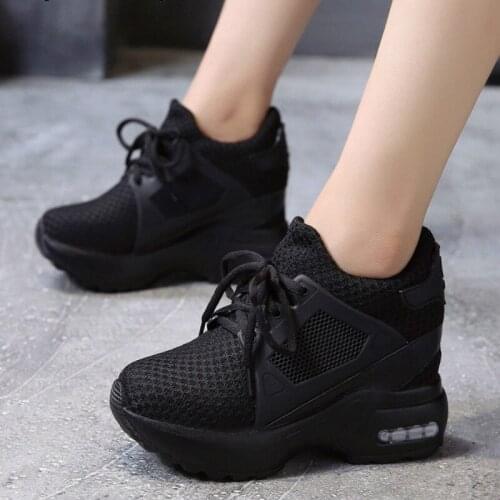 Women Platform Wedge Heels Casual Shoes Breathable Mesh High Heel Autumn Casual Shoes Height Increasing Woman Outdoor Shoes 2021