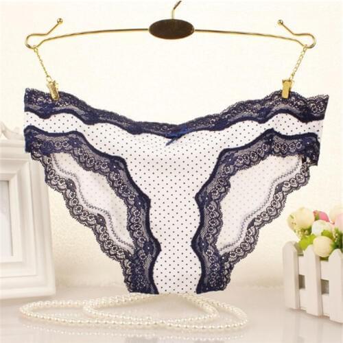 #052 LeafMeiry Plus Size Women Underear Dot Print Sexy Panties with Lace