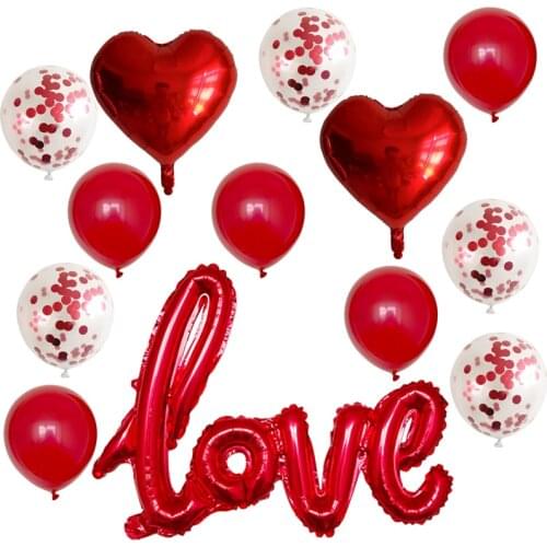 1set Romantic Wedding I Love You Heart Foil Balloons Heart Ballons Valentine Day Birthday Party Decorations Latex Globos Supply