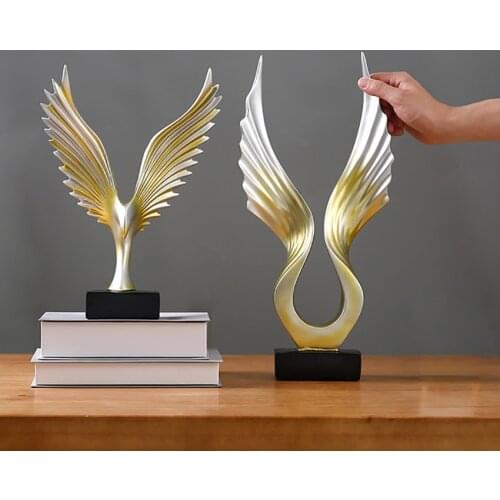 1pcs Wing-shaped Ornaments Resin Family Home Desktop Decoration White Black Gold Creative Angel-Wing Office Bedroom Ornaments