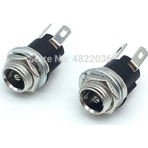 10PCS DC025M 5.5*2.1/2.5mm DC Socket With Nut 5.5x2.1/5.5x2.5 mm DC Power Jack Socket Female Panel Mount Connector