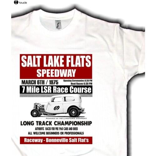 100% Cotton for Man Shirts Salt Lake Hot Rod Retro Plakat T-Shirt Vintage Rat Rod US Car V8 Rockabilly Print Tee Shirts