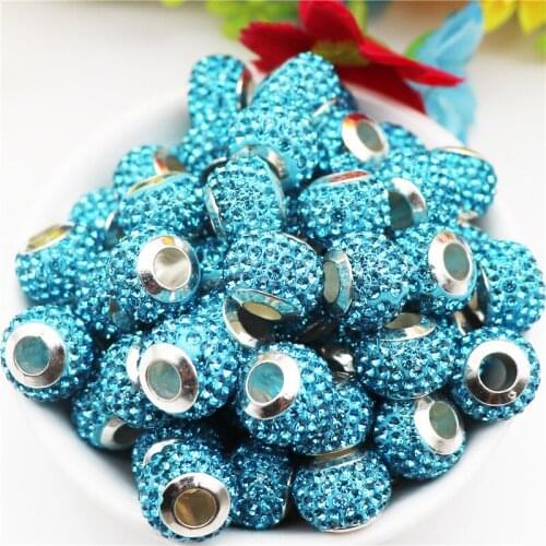 20Pcs Large Hole CCrystal Beads Glass Rhinestone Spacer Charms Fit Pandora Bracelet Chain Necklace Women DIY for Jewelry Making