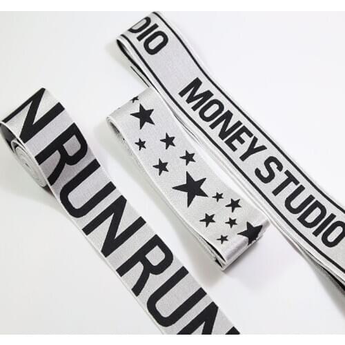 3.8 cm jacquard letters Elastic Ribbon Clothing Bags Trousers Elastic Rubber DIY Sewing Accessories rubber band
