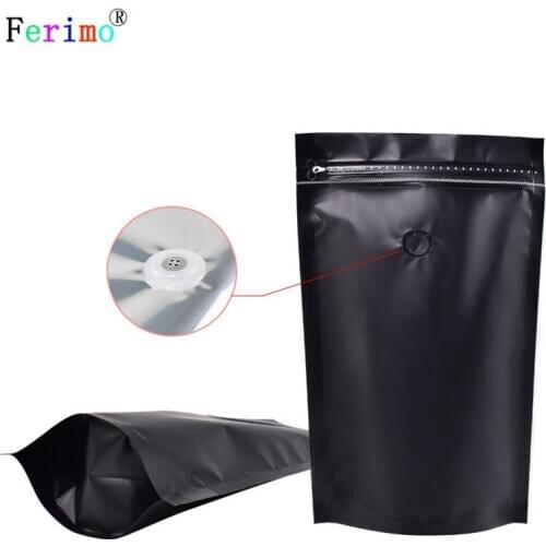 50pcs 18x29cm(7x11.4in) Black Metallic Mylar Heat Sealable Zip Lock Stand Up Pouch For Coffee Bean Herb Storage Packing Bag