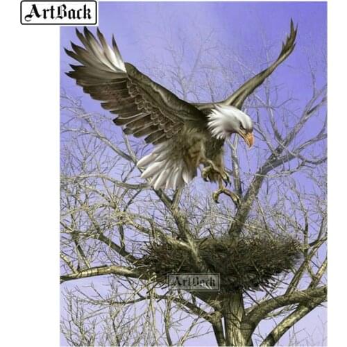 5d diamond painting eagle full square / round eagle bird nest tree scenery diamond embroidery diy diamond mosaic cross stitch