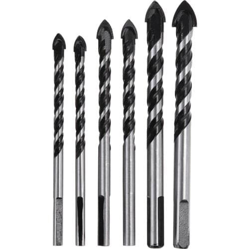6PCS 6/8/10/12mm Ceramic Tile Drill Bits U Type Slot Masonry Drill Bits 3-flats Shank Drill Bit For Power Drill Accessories
