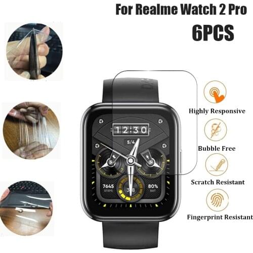 6PC/ lots Protective Film For Realme Watch 2 Pro Full Screen Protector Cover Soft Hydrogel HD Clear Guard Protection Tpu films
