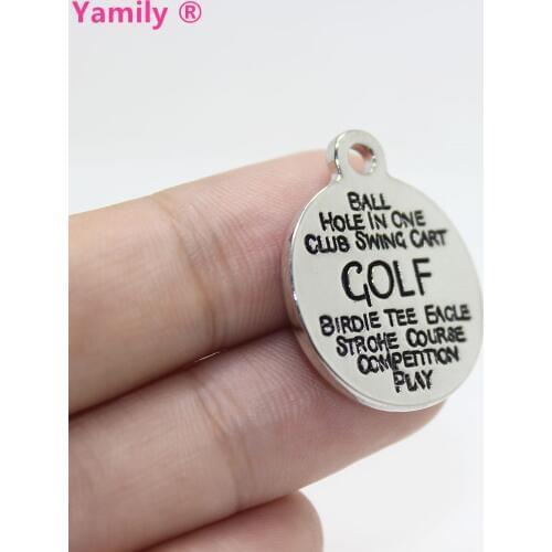8pcs--22mm Zinc Alloy plating white k golf Charms Word Collage Charms pendant pj2984