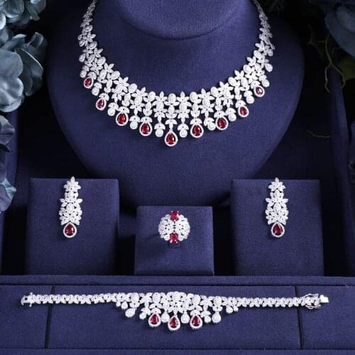 ACCKING Hotsale African 4pc Bridal Jewelry Sets New Fashion Dubai Necklace Sets For Women Wedding Party Accessories Design