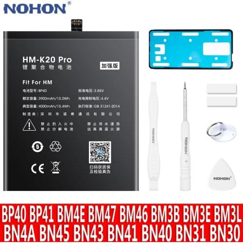 NOHON BP40 BP41 BM4E BM47 BM46 BN46 BM3B BM3E BM3L BN43 BN41 BN4A BN45 BN40 BN31 Battery For Xiaomi Redmi K20 Pro 4 Pocophone F1