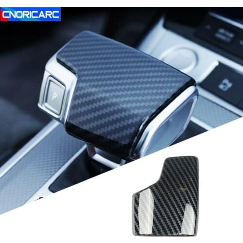 Car Styling Carbon Fiber Color Console Gear Shift Knob Head Decoration Cover Trim For Audi A6 C8 2019-2020 Interior Accessories