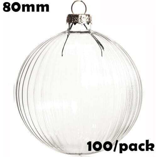 Free Shipping Handmade DIY Paintable Christmas Decoration Ornament 80mm Glass Strip Ball, 100/Pack
