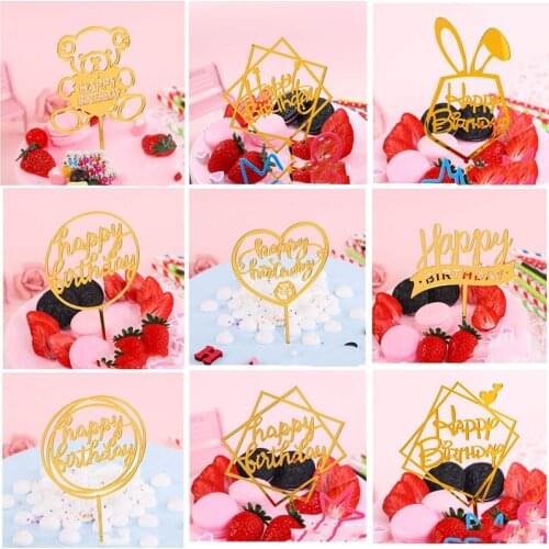 Happy Birthday Cake Topper Bling Sparkle Decoration Sign Happy Birthday Cake Topper Birthday Dessert Decor Baby Party Supplies