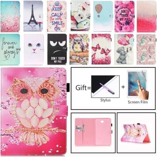 Painted Owl Case Cover For Samsung Galaxy Tab A A6 10.1 2016 T580 T585 SM-T580 SM-T585 Case Funda Tablet Stand Skin Shell Film