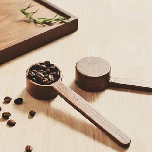 Wooden Coffee Scoop Measuring Spoon Black Walnut Long Handle Kitchen Measuring Spoon for Sugar Spice Powder Coffee Accessories