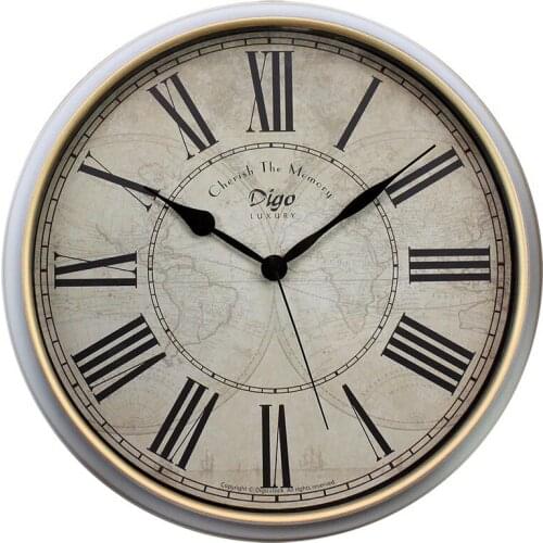 Digo Wall Clock Metal Silent Non-Ticking Battery Quartz Retro Rome Digital Clocks 15 Inch Decor Table Dial for Bathroom