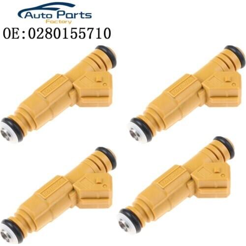 4PCS Fuel Injectors 4 Hole Nozzle Basket Filter Design At Inlet For Jeep 87-98 4.0L Replace 0280155710 0280155700