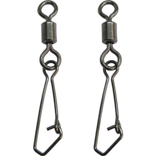 INFOF 500/1000pcs Fishing Swivels Rolling Swivel With Hooked Snap Pesca Stainless Steel Fishing Connector Carp Hook Link