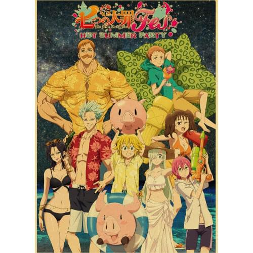 Japanese Anime The Seven Deadly Sins Retro Comics Picture Quality Canvas Painting Poster Bedroom Living Cafe Art Home Wall Decor