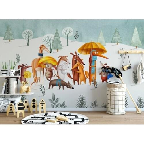 Carton Creative Dog Wallpaper Roll Wall Murals for Kids Bedroom Wall Decor Contact Paper 3D Art Wall Painting Canvas Mural