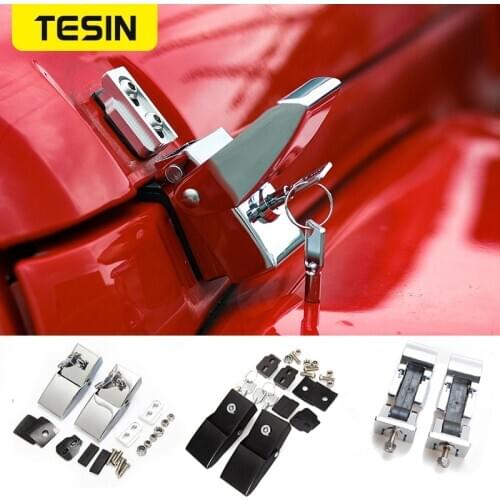 TESIN Lock Hood Set With Key for Jeep Wrangler JK JL 2007-2018 Engine Cover Accessories for Jeep Gladiator JT 2018 2019 2020