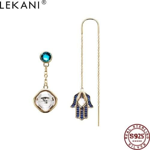 LEKANI 925 Sterling Silver Water Drop With Lucky Hand Drop Earrings For Women Two Ways To Wear Evil Eye Casual Earrings