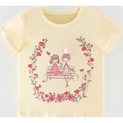Print Rainbown Summer Bebe Girls t shirt 100% Combed Cotton Baby Girl Clothes Kids t-shirt Short Sleeve Infant Children Tee Tops