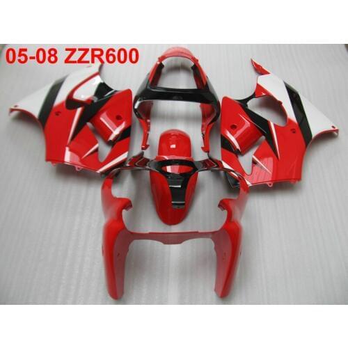Injection mold free 7 gifts fairing kit for Kawasaki Ninja ZZR600 05 06 07 08 red white black fairings set ZZR600 2005-2008 TW18