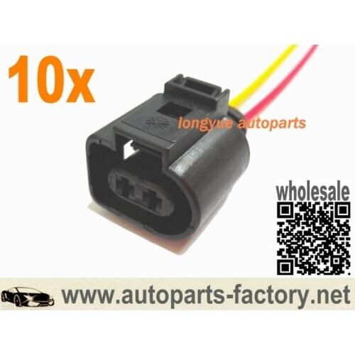 Longyue 10pcs 2 Pin Lamp Light Socket Connector Plug 1J0973722 Loom For VW Jetta Golf GTI MK4