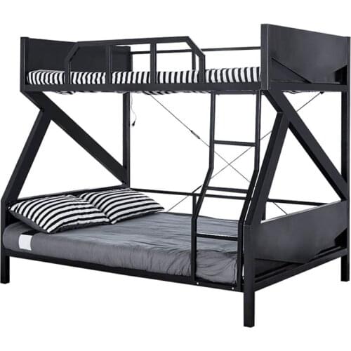 Multifuctional Bunk Bed Bedroom Coloured Lamp Iron Frame Bed For Hotel School Kids Adult Twin Bed Frame With GuardRail Ladder