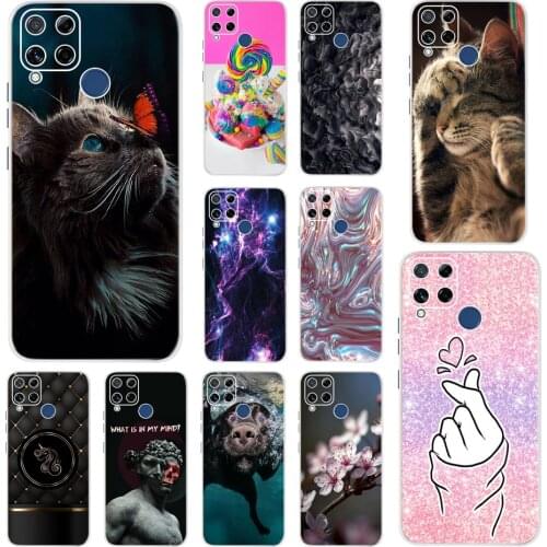 For Realme C12 C15 Case Flower Printed Soft TPU Back Casing For RealmeC12 RealmeC15 SIlicone Phone Covers