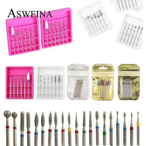 30pc/7pc Nail Drill Bit Set Ceramic Electric Manicure Drills Milling Cutters Diamond For Manicure Machine Nail Art Tools