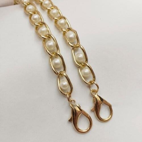 New Brand Pearl Strap Bags Handbag Accessories Purse Belt Handles Cute Bead Chain Tote Women Parts Silver/Gold Clasp Sweet Cute