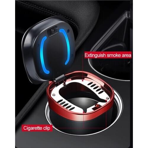 Luxury Car Ashtray with LED Light Cigarette Smoke Travel Remover Ash Cylinder Car Smokeless Smoke Cup Holder Auto Accessories
