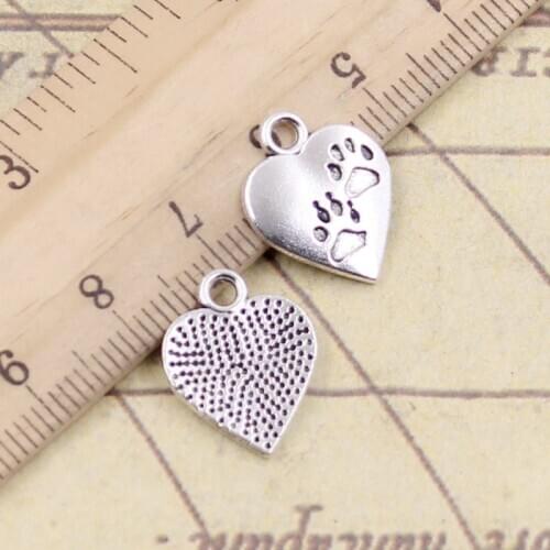 20pcs Charms Heart Foot Feet 17x13mm Tibetan Bronze Silver Color Pendants Antique Jewelry Making DIY Handmade Craft