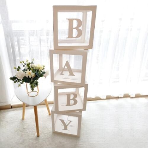 Staraise Transparent Letter A-Z Box Custom Baby Name Balloon Box Girl Boy Baby Shower Decorations Baby 1st Birthday Party Decor