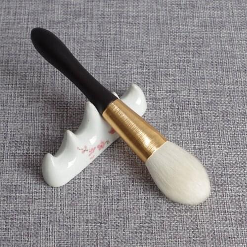 Q01 Professional Handmade Make Up Brush Soft Saikoho Goat Hair Flat Round Face Powder Brush Acrylic Handle Makeup Brushes