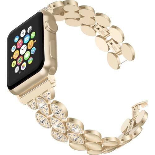 Luxury Bling Rhinestone Watch Band 38mm 42mm Women Stainless Steel iWatch Bands Bracelet for Apple Watch 40mm 42mm