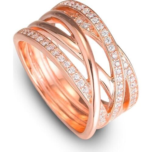 Rose Rings 100% 925 Sterling Silver Jewelry with Clear CZ Free Shipping