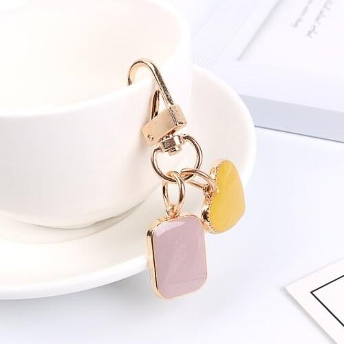 Cute Dripping Oil Round Heart Keychain Earphone Cover Protective Fashion Keyring Women Bag Car Holder Jewelry Gift Small Trinket