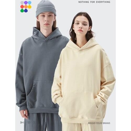 INFLATION Loose Fit Pullovers Men Women Hoodies In White 100% Cotton French Terry Hoodies Unisex Oversized Hoodies For Couple