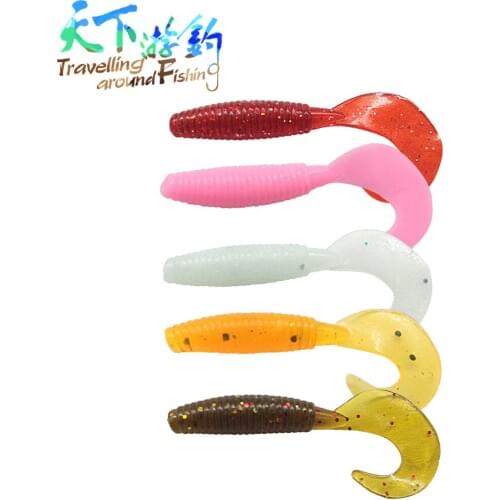 TAF 40Pcs Soft Bait 60mm 1.75g T-Tail Silicone Baits 5 Colors Quality Swimbaits Isca Pesca Wobler Na Ryby Carp Fishing Wobblers