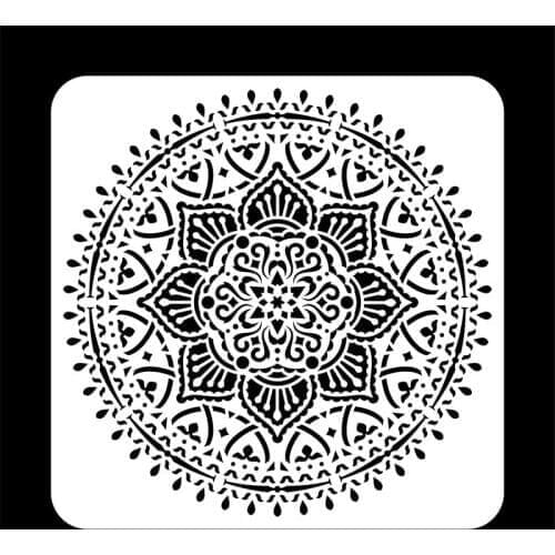 30*30CM Size Reusable Stencil Laser Cut Painting Template Floor Wall Tile Fabric Furniture Stencils Mandala Painting Stencils