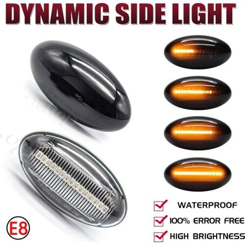 2Pcs Dynamic LED Side Marker Lights 12V Flowing Turn Signal Light Blinker For Peugeot 307 206 407 107 607 Citroen C1 C2 C3 C10