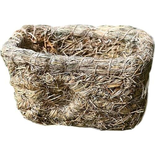 Legendog 1pc Woven Hamster Hideout Natural Grass Rabbit House Bed Nest Guinea Pig Woven Grass Bed Pet Supplies
