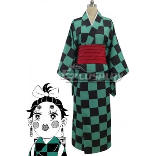 Kamado Tanjirou Green Kimono Coat Uniform Halloween For Adult Party Christmas Kimono Suit Outfit Cosplay Costume E001