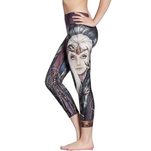 Womens Sports Yoga Tights High Quality Elastic Breathable Harajuku Rose Face Print Girls Jogging Capris For Women 4 Patterns