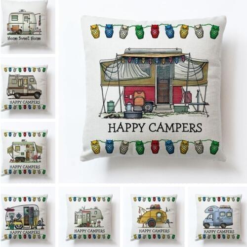 1Pcs Touring car 45*45cm Cotton Linen Throw Pillow Cushion Cover Car Home Decoration Sofa Decor Decorative Pillowcase 2018